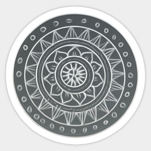 Flower mandala black and grey Sticker